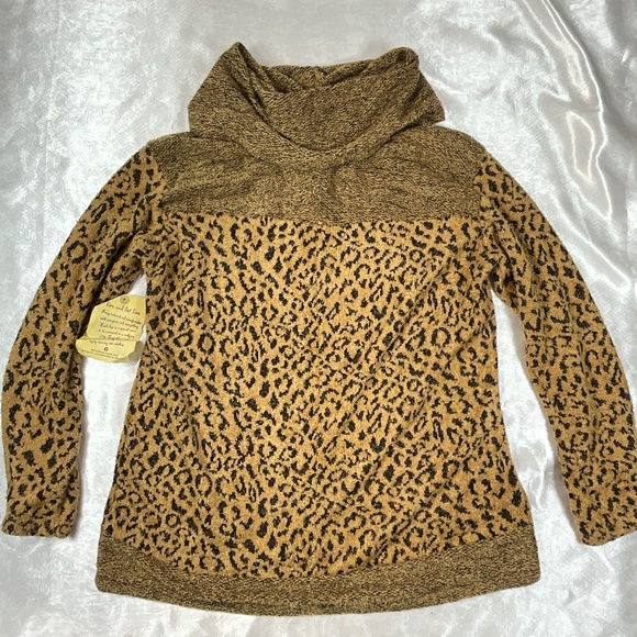 One World Leopard Print Cowl Neck Sweater Small NWT Cozy Chic Fall Tunic - Picture 6 of 12